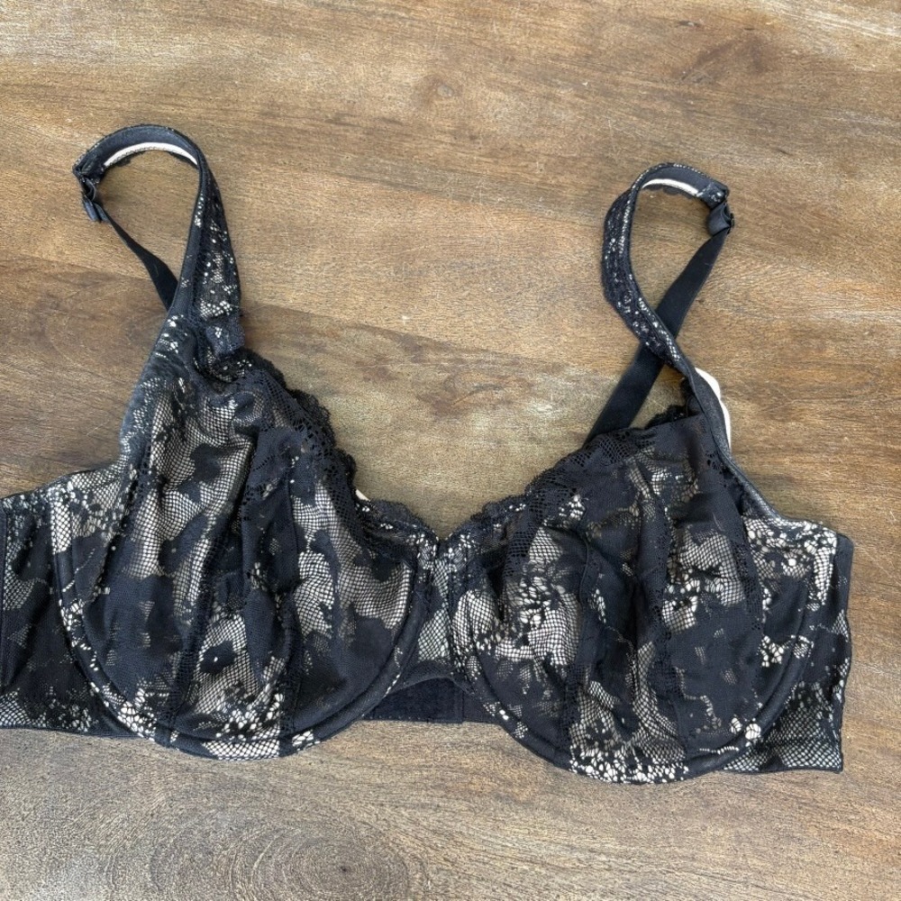 Cacique Underwire Bra‎ Size 40DD Black Lace Underwire Plus Size